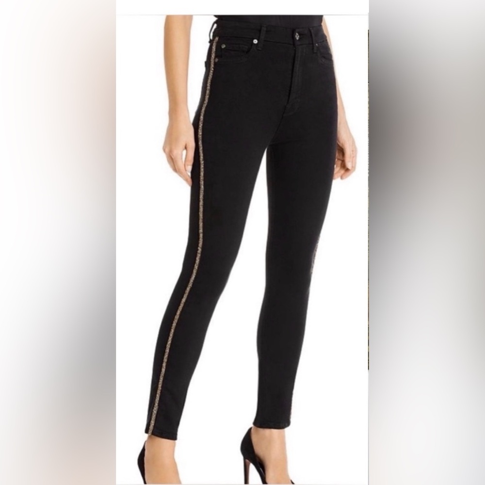 NWT 7 for All Makind Aubrey Caviar Side Stripe Slim Illusion Jeans in Luxe  27
*
